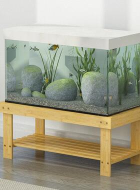 简约组合水族箱底座简约鱼缸架子底座楠竹多双层桌子置物鱼缸底柜