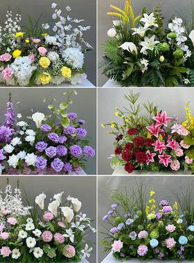 新款婚庆森系地排花仿真绢花成品装饰花排酒店绿色路引花婚礼花艺