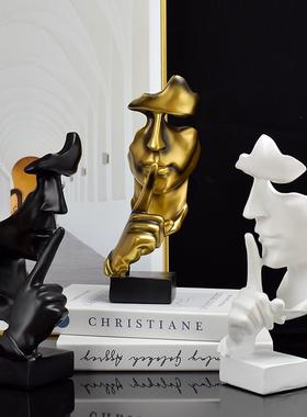 客厅摆件轻奢高级感2025新款欧式沉默是金抽象雕像树脂工艺品客厅