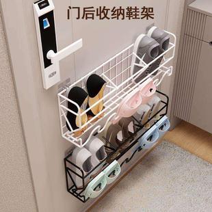 铁艺门后挂式 架收纳门上 鞋 架简易门口家用浴室免打孔壁挂式