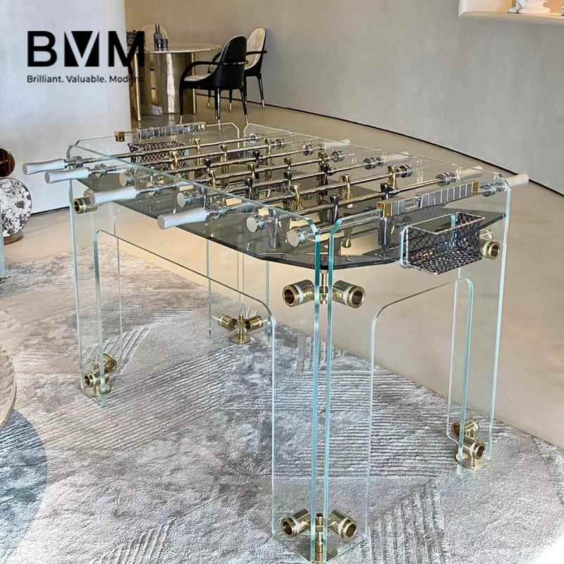 透明钢化水晶玻璃桌上足球机亚克力标准成人桌上足球台