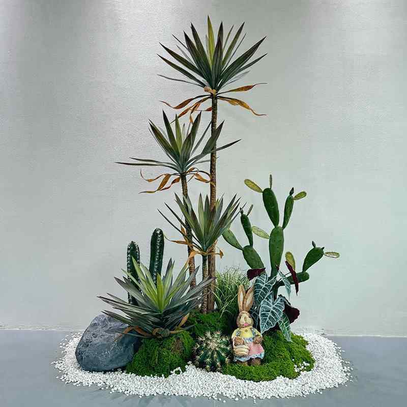 仿真剑麻仙人柱造景绿植组合仙人掌凤尾兰马尾铁店铺橱窗装饰摆件