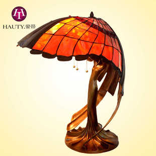 厂家直销  22寸创意帝凡尼欧式复古全铜大台灯客厅灯彩玻古董收藏