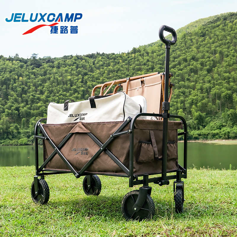 户外营地车便携野餐车叠式小推车郊游野营拖车摆摊小拖车