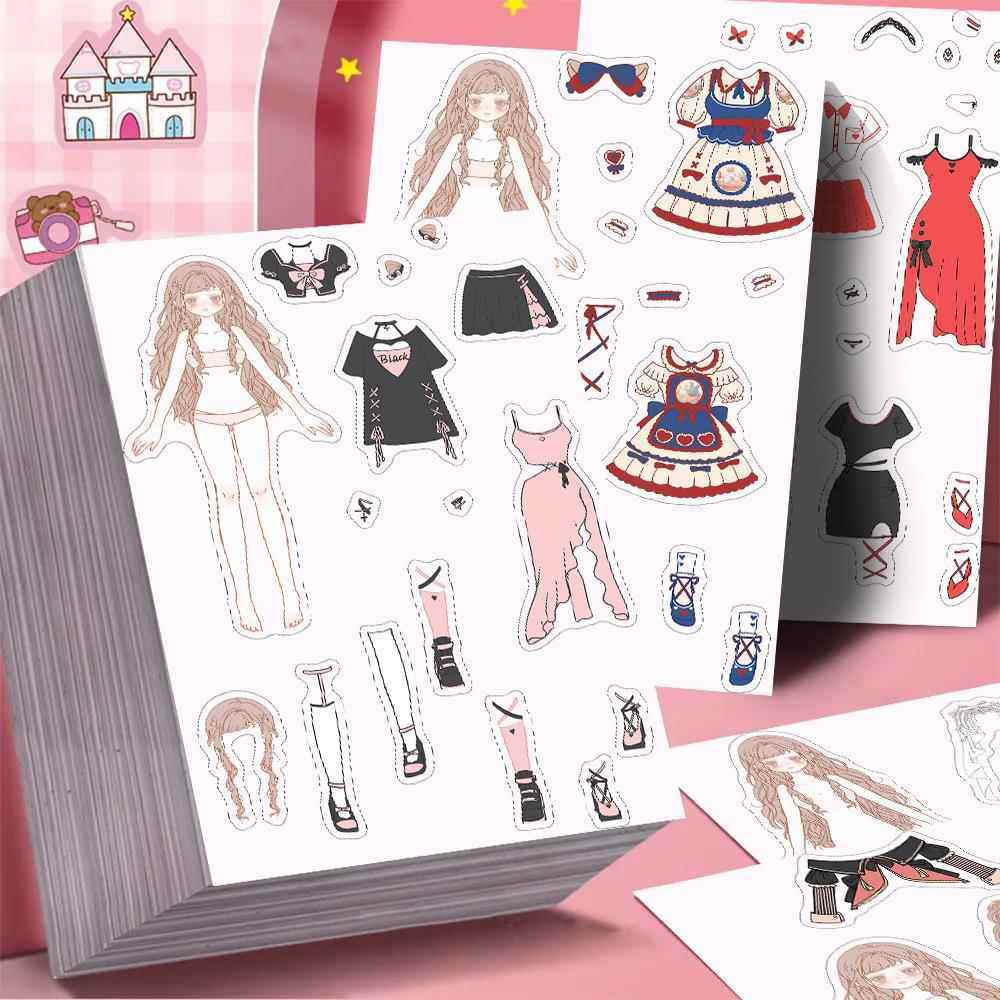 大眼娃娃卡通换装贴纸小女孩趣味手工玩具桌面笔记本diy装饰贴纸,文具电教/文化用品/商务用品,贴纸/立体贴纸,淘宝优惠券,粉丝福利购,淘宝优惠卷