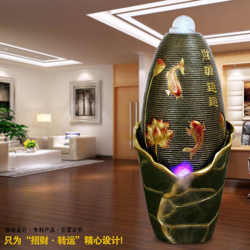 创意新中式喷泉流水摆件客厅办公室阳台落地招财加湿器工艺品