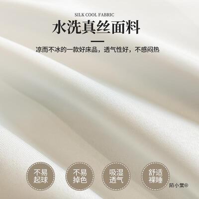 #洗真丝件套水轻奢感四床上用品冰丝床BCB单天被套三件套丝床笠3
