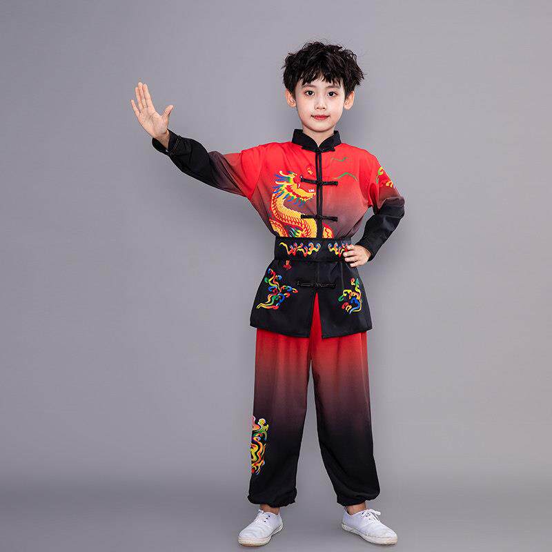 武术服儿童练功服中国风功夫演出服男女童表演服长短袖武术训练服