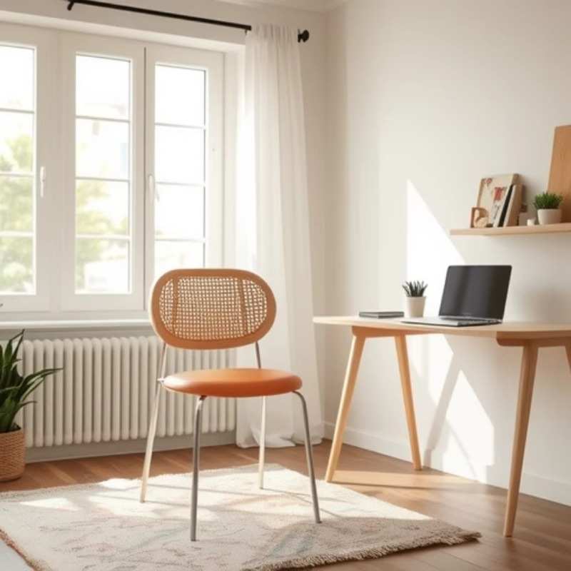 餐椅红椅家用阳台民靠背椅小户型子网ins简约风藤编宿椅实木中古