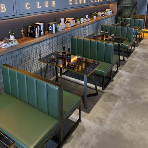 复古咖啡厅餐饮桌椅小吃烧烤饭店快餐奶茶店清吧卡座沙发组合家俱