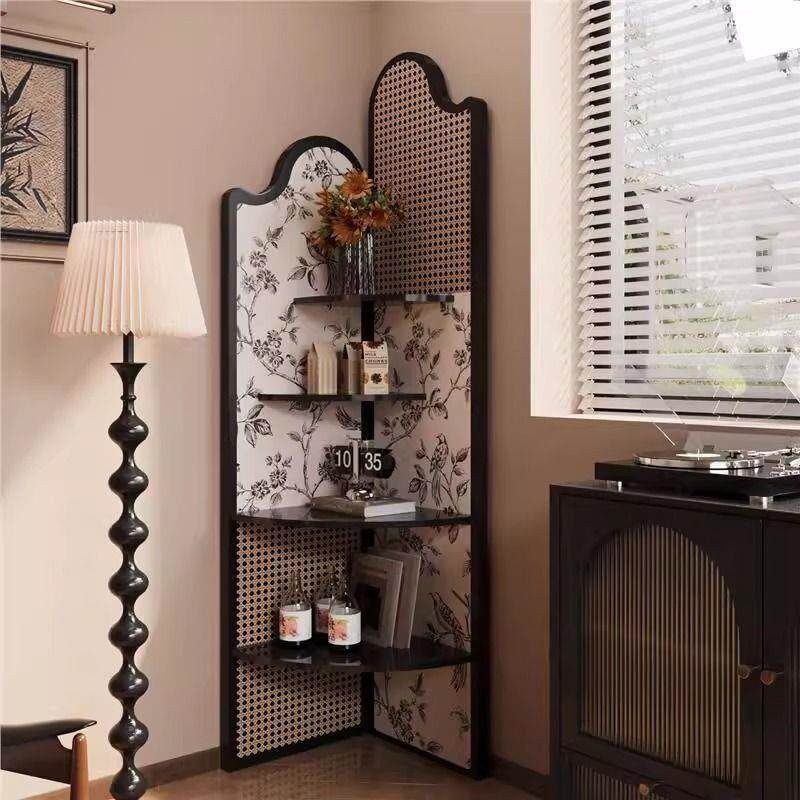 中古风转角置物架客厅角落展示架卧室拐角家用多功能收纳架置物架