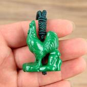 东阳木雕鸡实木质公鸡纯木头绿色雄鸡吊坠挂件家居鸿运当头工艺礼