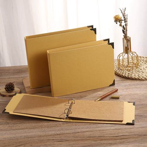 横版A4可拆卸相册A5牛皮纸文件夹 B5活页本资料册画册夹资料夹diy