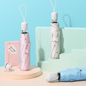 小清新烫金雪花折叠全自动雨伞黑胶防晒三折晴雨伞男女学生太阳伞