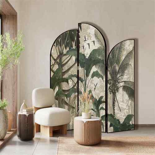 批法式中古风艺装花鸟屏风隔断客厅沙50x180发卧室动术遮挡玄关折