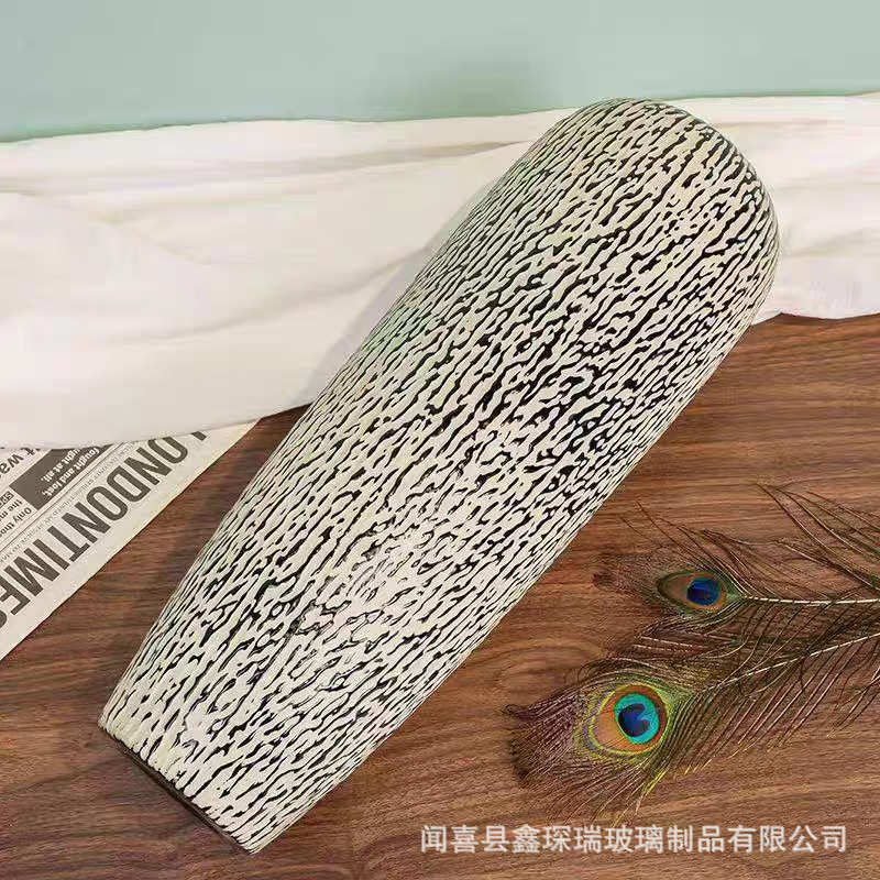 树皮复古感摆件花瓶奢插花创意落地花瓶客厅水培玻璃新款高级轻大