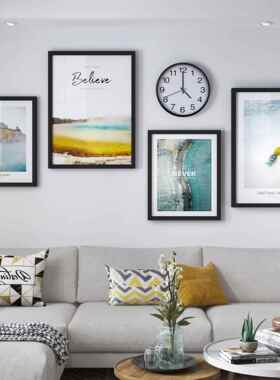 客厅沙发背景墙大尺寸装饰画实木现代简约海洋挂画照片墙Z003