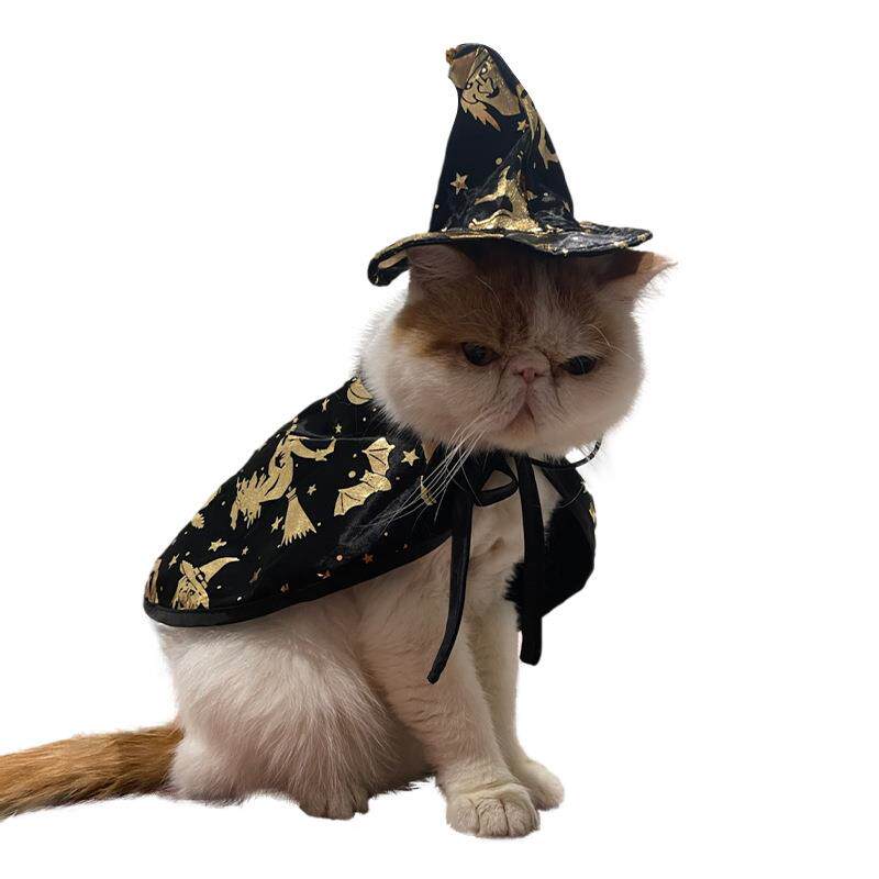 跨境新款万圣节女巫披风猫咪巫师披物披风节日装扮变身装服饰