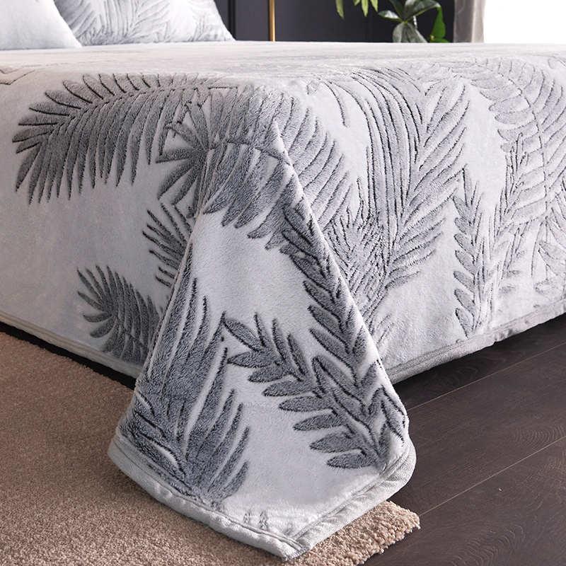 珊瑚牛奶法兰绒双面毛毯床单人单件绒面毛绒冬季冬天铺床加绒防滑