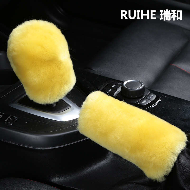 汽车两件套排档套手刹羊毛二件套2件套自动手动挡把套冬季天毛绒