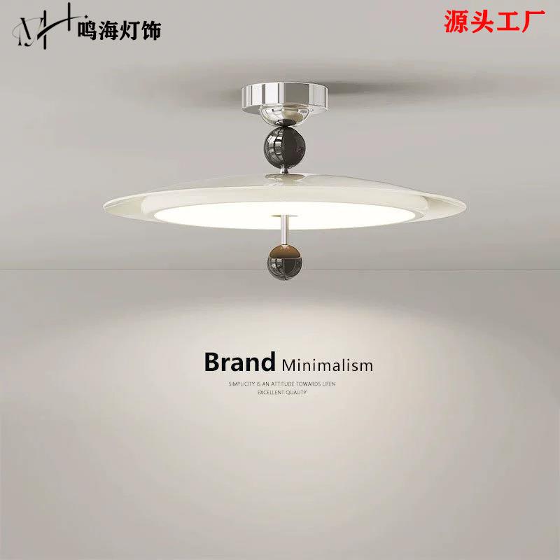 法式奶油风卧室吊灯创意个性房间主卧吸顶灯中古风护眼书房飞碟灯