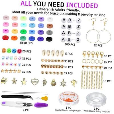 6MM Polymer Clay Beads Set 24 Rainbow Color Flat Chip Beads