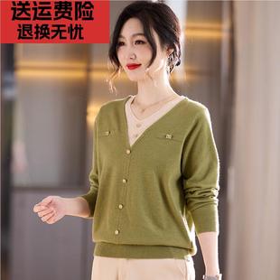 妈妈春装假两件洋气高贵小衫中老年时尚女装阔太太春秋单穿针织衫