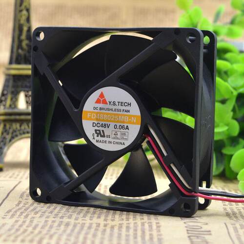 Y.STECH FD488025MB-N 48V 0.06A 8025 8CM 三线 双滚珠散热风扇