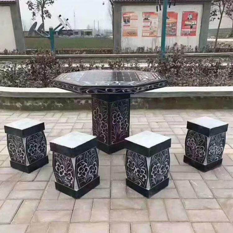 仿古青石石桌石凳雕塑石雕圆桌八角桌户外庭院大理石石桌子石材