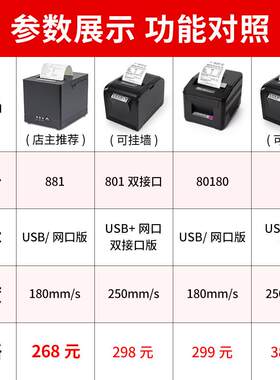 佳博8180厨票据0打印机80mm餐饮外卖后多订单接口热敏标USB+网口