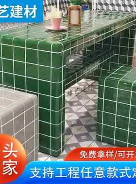 网红美弧砖阴阳角压条转角洗手间吧台浴室墨绿色休闲室咖啡台墙砖