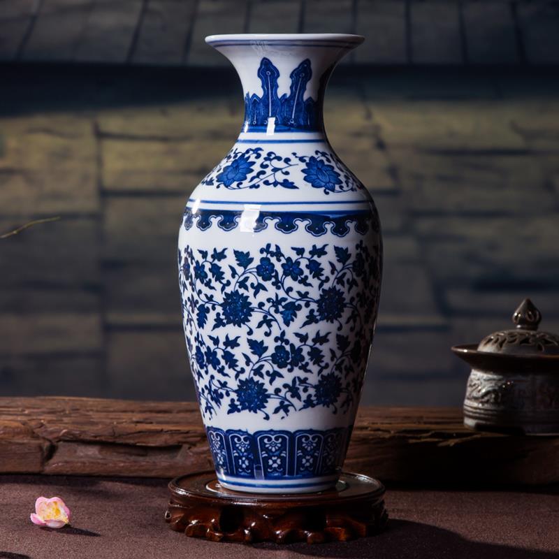 高档景德镇陶器居装家饰品中式博小花瓶仿古青花瓷古架电视酒柜瓷