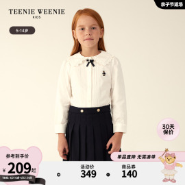 teenieweeniekids小熊童装，23年款秋冬女童娃娃领全棉百搭衬衫