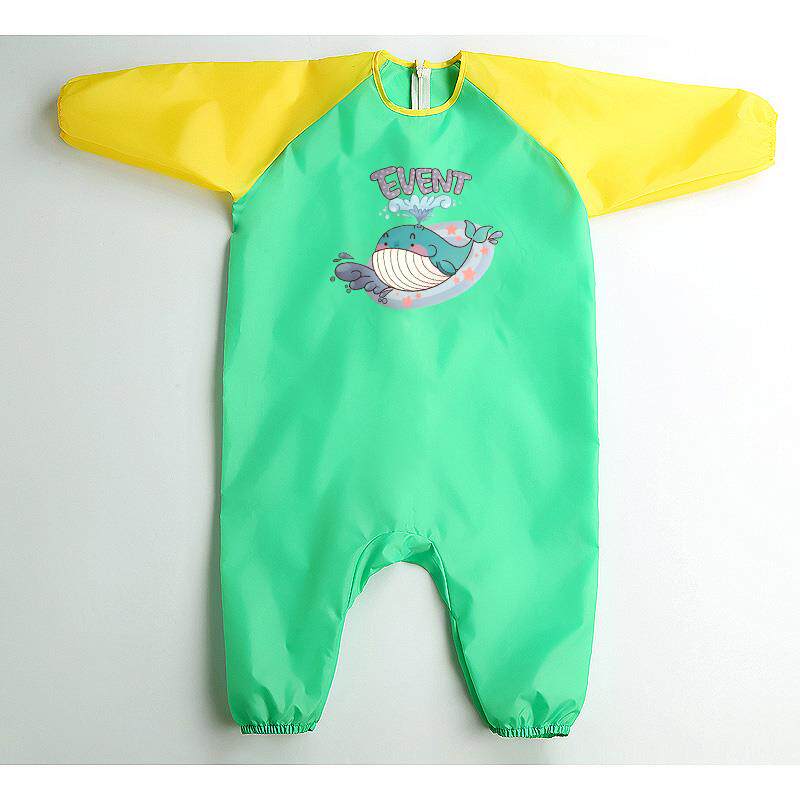 高档婴儿饭衣防水连吃体衣儿童罩衣宝宝爬行服玩衣水玩沙防全身防