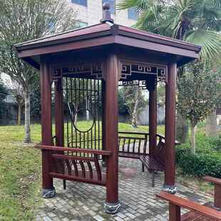 厂腐家实木凉亭角亭户633外铝木六凉亭横铝瓦防木仿古实木六角子