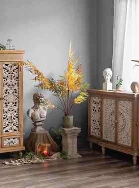 美式古边雕花中式储物柜FMM法式复实木做旧柜茶水餐柜玄关柜民宿