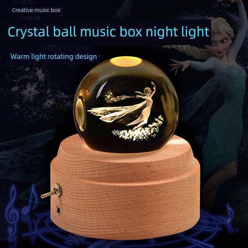 发光水晶球音乐盒装饰的女孩和孩子的生日礼物星空玻璃可旋转音乐
