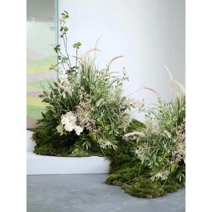 仿真芦苇草丛造景布置酒店橱窗拍照布置园景水池青苔插花绿植花丛