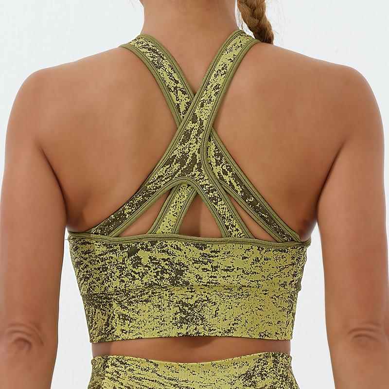 wear yoga tight seamless vest sports straps cross bra