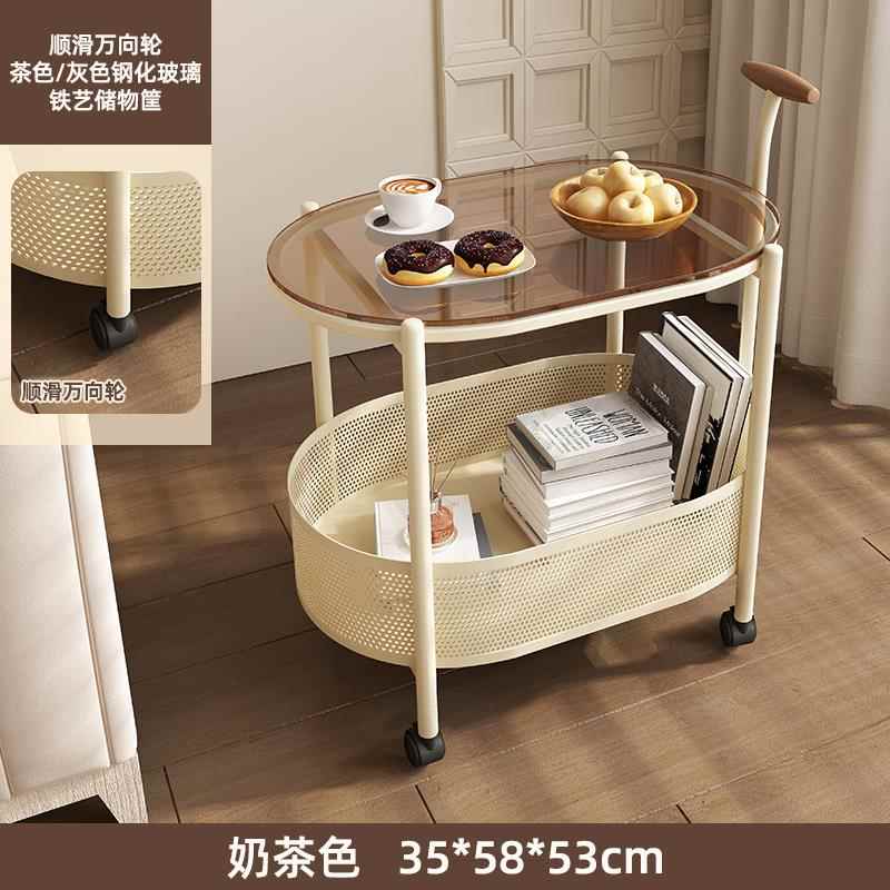 高档复古中古风可动沙发边阳台茶桌高级床头侧边移柜小茶几几小推