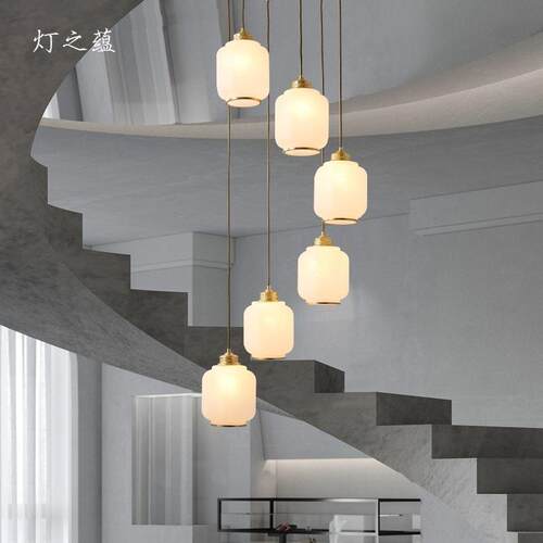 新款直销新中式楼梯吊灯别墅公寓复式跃层loft后现代简约挑空客厅