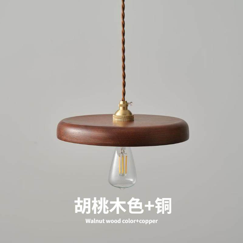 日式餐厅吊灯复古实木民宿侘寂风餐桌吧台灯现代简约卧室床头灯具