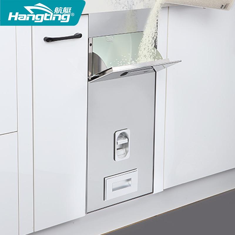 JW厨房米箱嵌入式橱柜304不锈钢米桶计量式家用储米缸300柜米柜拉