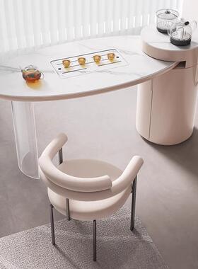 岩JVA板小茶桌家油用茶台现代奢轻奶风亚克力悬浮台网阳红茶桌椅