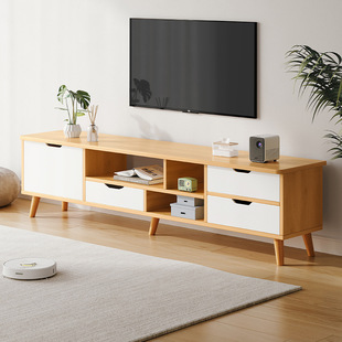 北欧电视柜现代简约卧室客厅家用小户型实木腿茶几电视机柜组合