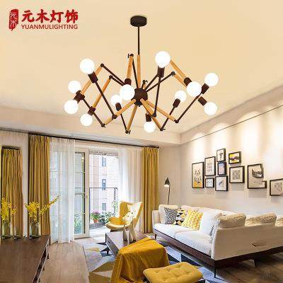 北欧led吊灯创意个性蜘蛛客厅吊灯后现代实木艺术咖啡厅餐厅吊灯