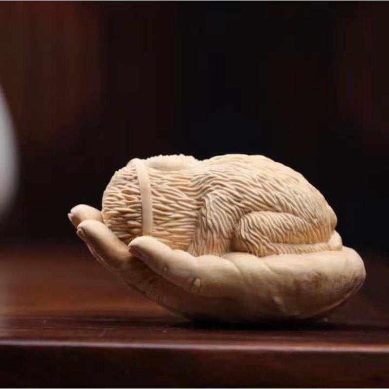 掌中猴小叶黄杨木雕工艺品手把件盘玩生肖猴雕刻根雕随身文玩