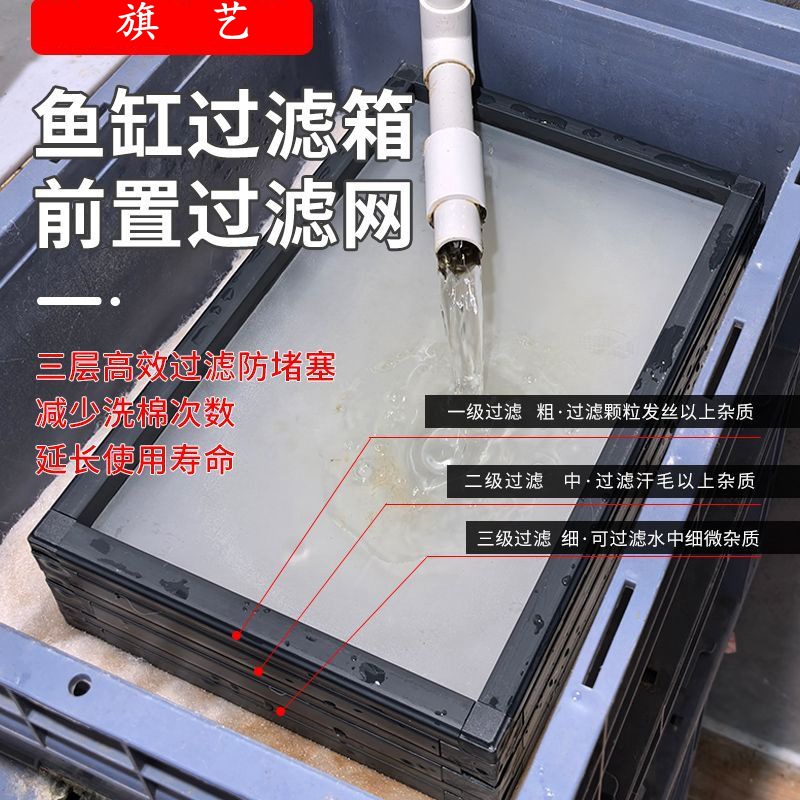 鱼缸鱼池过滤网筛细长方形鱼粪便过滤周转箱下水道过滤网免换水