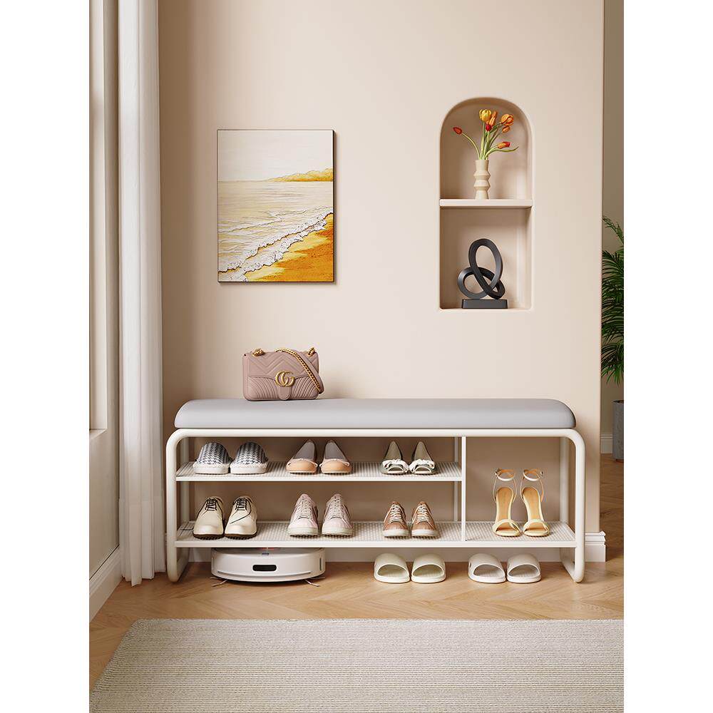 极窄亲子换鞋凳 超窄25CM宽 奶油风穿鞋凳家用门口 鞋架一体入户