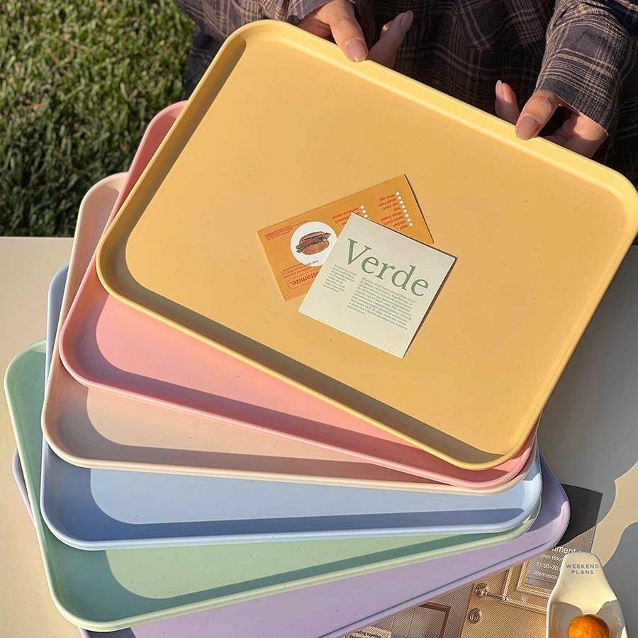 日系小麦材质餐用托盘塑料方形零食盘多色可选家用收纳盘马克龙,餐饮具,餐用托盘,淘宝优惠券,粉丝福利购,淘宝优惠卷